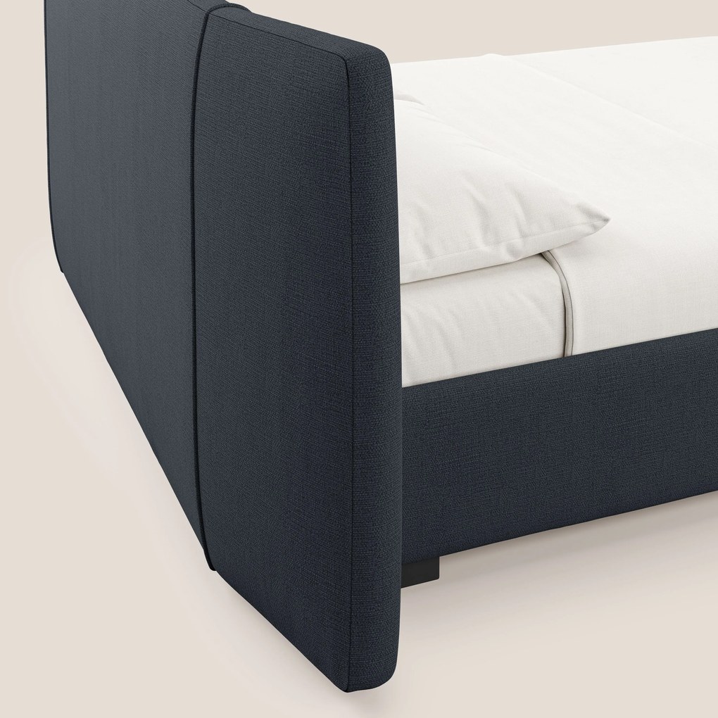 Omero letto imbottito contenitore sfoderabile in tessuto fiammato impermeabile T14 blu