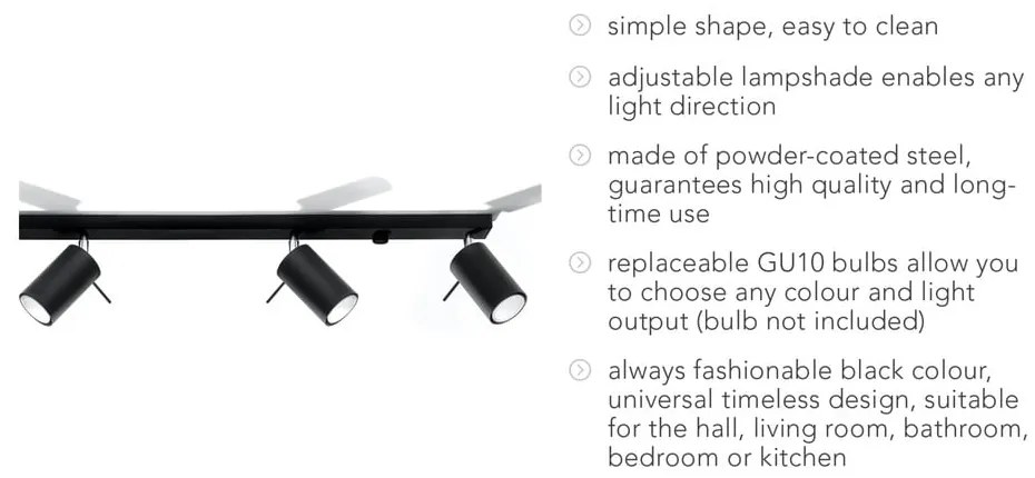 Apparecchio da soffitto nero 4L Etna - Sollux