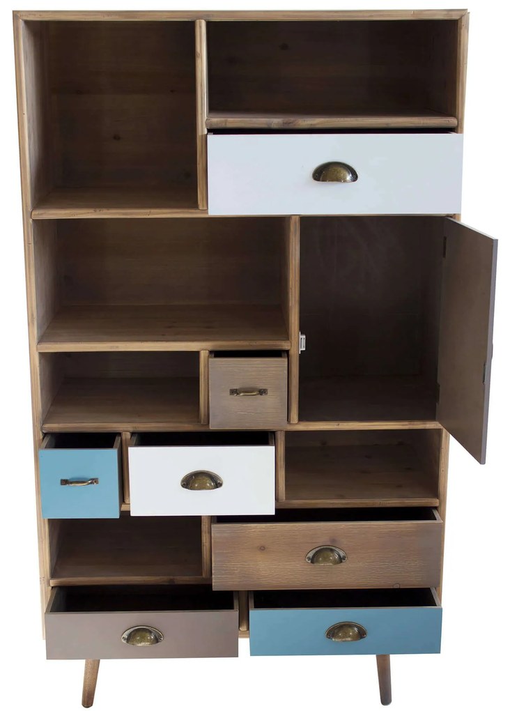 ADELINE - mobiletto 6 ripiani 1 anta 7 cassetti in mdf multicolor