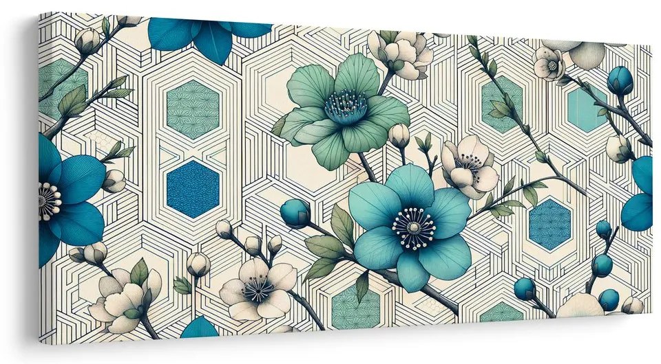 Quadro su tela – Combinazione di fiori e geometria