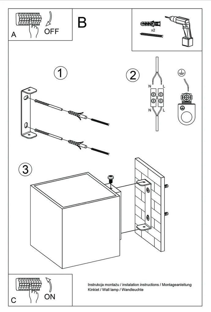 Applique in Cemento da Parete QUAD G9 Grigia da interno