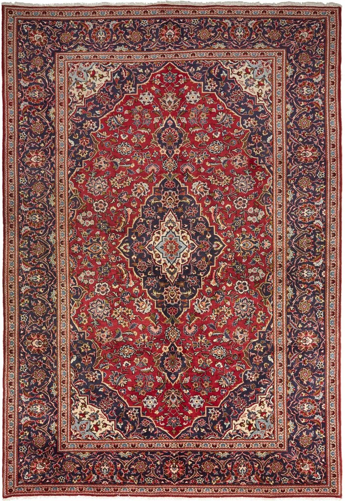 Kashan Tappeto 200 x 290 Rosso (Iran) Annodato A Mano