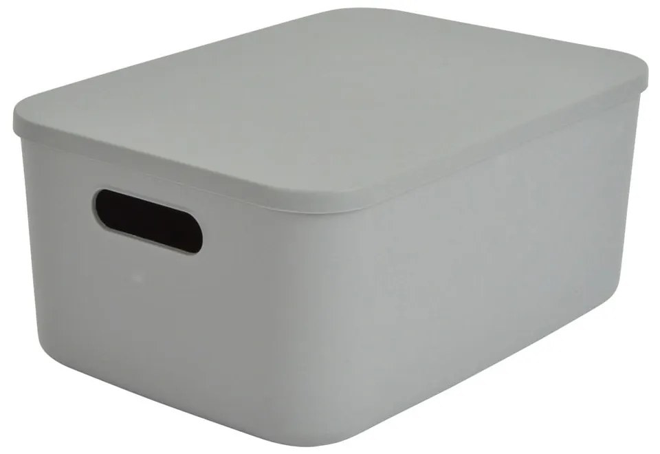 Scatola con coperchio grigia in plastica 35,5x25,5x16 cm – Homéa