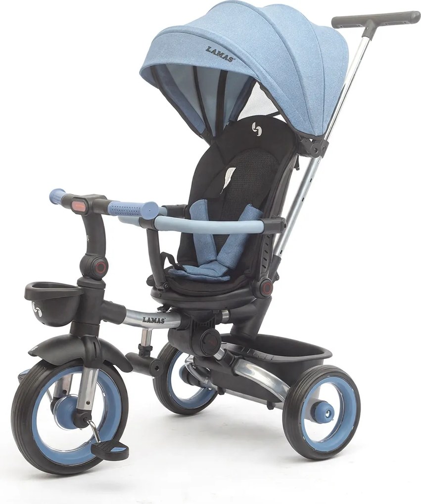 Passeggino Triciclo per Bambini 1-3 Anni Trico Luxury Gold 7 Modalità di Guida Blu...