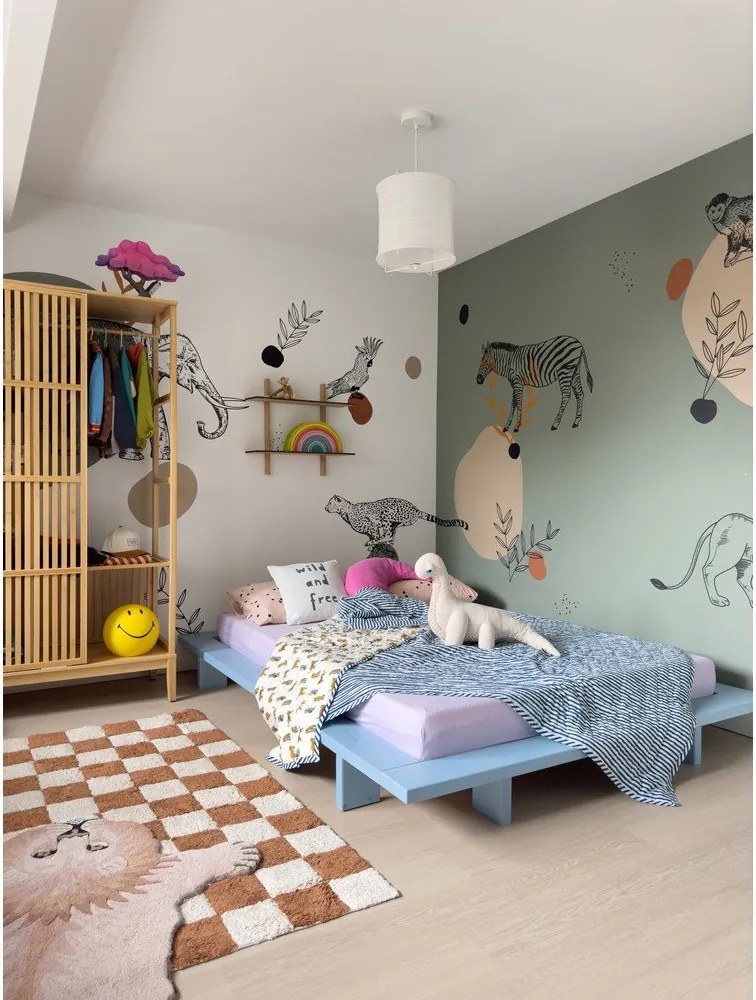 Letto matrimoniale azzurro in legno di pino con griglia 180x200 cm Japan - Karup Design