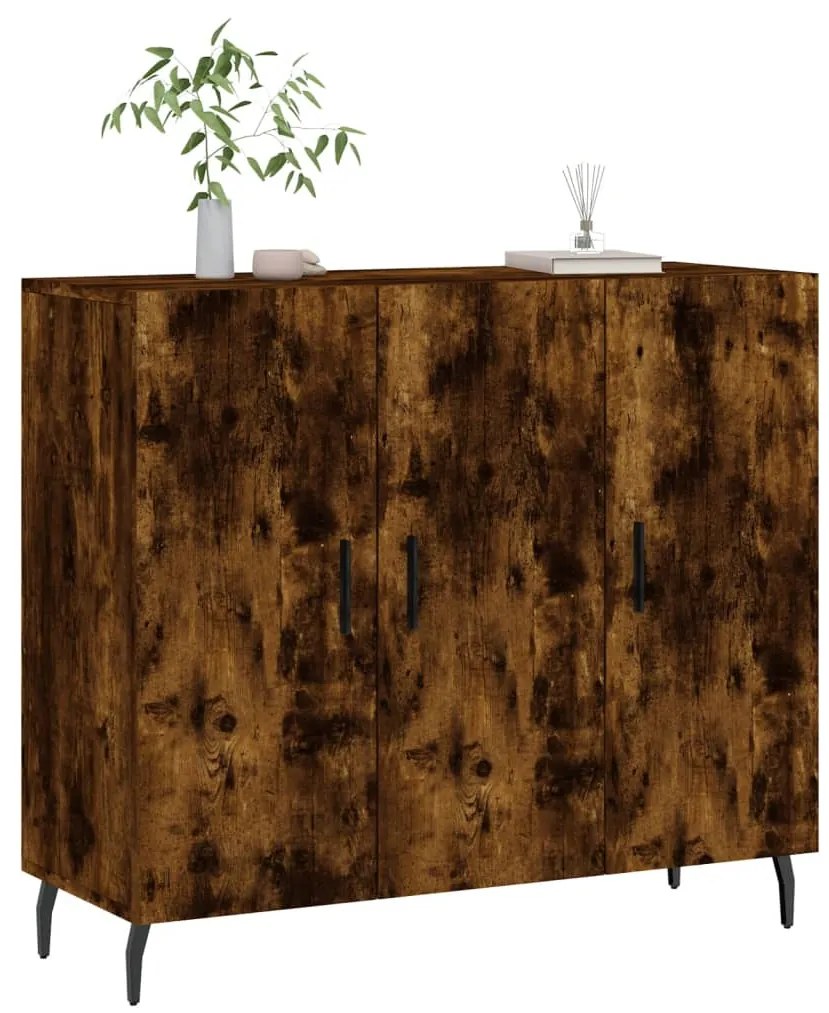 Credenza rovere fumo 90x34x80 cm in legno multistrato