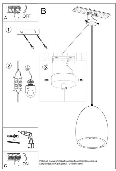 Lampadario su filo FLAWIUSZ 1xE27/60W/230V