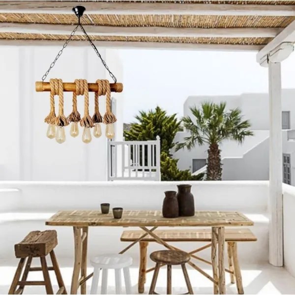 Brilagi - Lampadario a sospensione con catena KOS 6xE27/60W/230V faggio