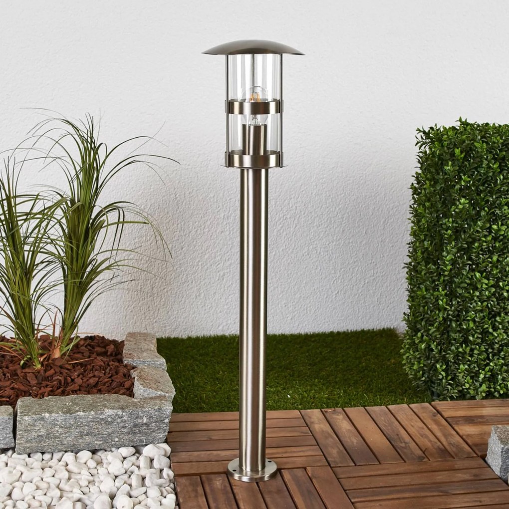 Lindby Lampione Noemi, grigio, acciaio inox, 80 cm, IP44