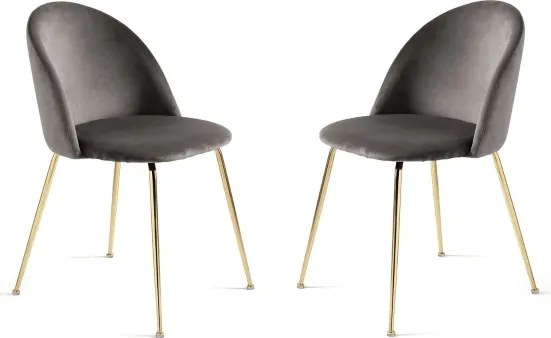 Sedia da pranzo in velluto Grigio Scuro e gambe metallo Oro - VENEZIA 2 sedie