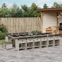 Set da Pranzo da Giardino 17pz con Cuscini Grigio in Polyrattan 3277954