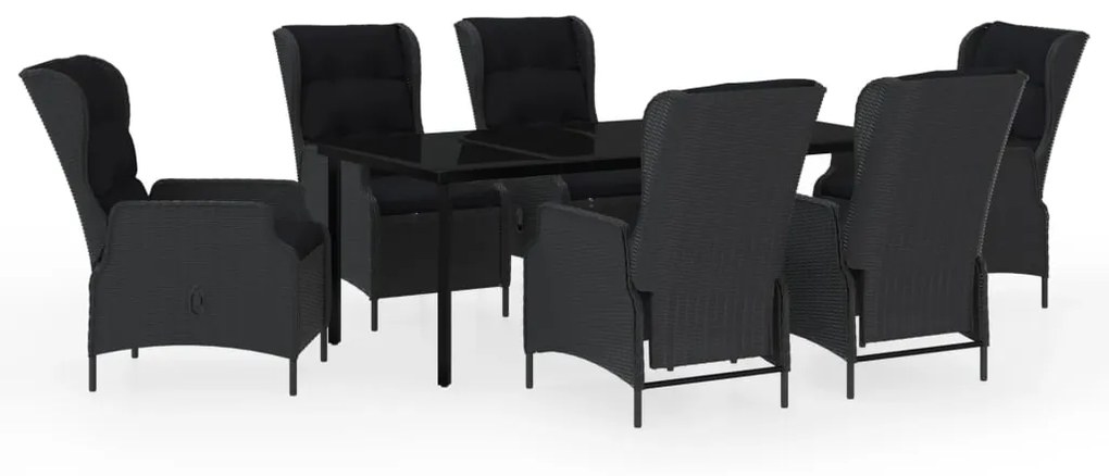 Set mobili da pranzo per giardino 7 pz grigio scuro