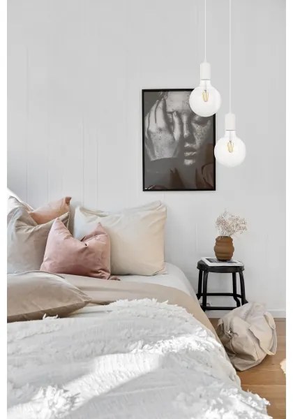 Lampadario a sospensione con filo MIROS 2xE27/60W/230V tondo bianco