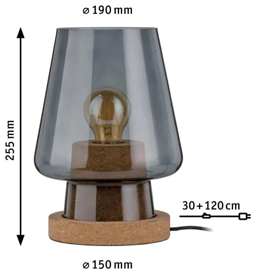 Paulmann 79736 - 1xE27/20W Lampada da tavolo IBEN 230V fumé
