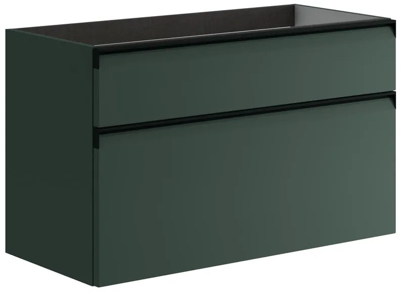 Mobile da bagno sospeso sotto lavabo Fusion L 99.5 x H 60 x P 45.5 cm verde opaco, 2 cassetti