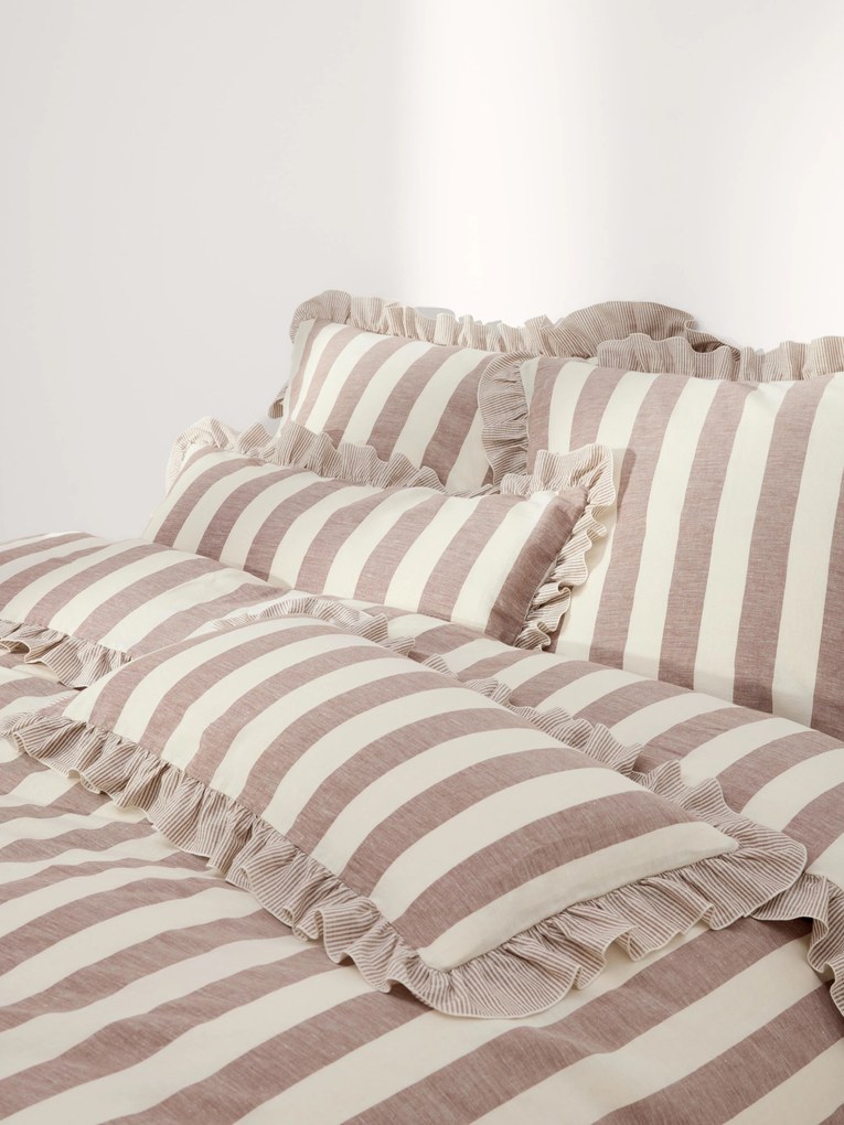 Copripiumino in lino e cotone con volant Posie