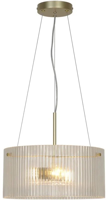 Lampadario Neoclassico Agrippina dorato paralume trasparente 3x E27 Ø35cm INSPIRE