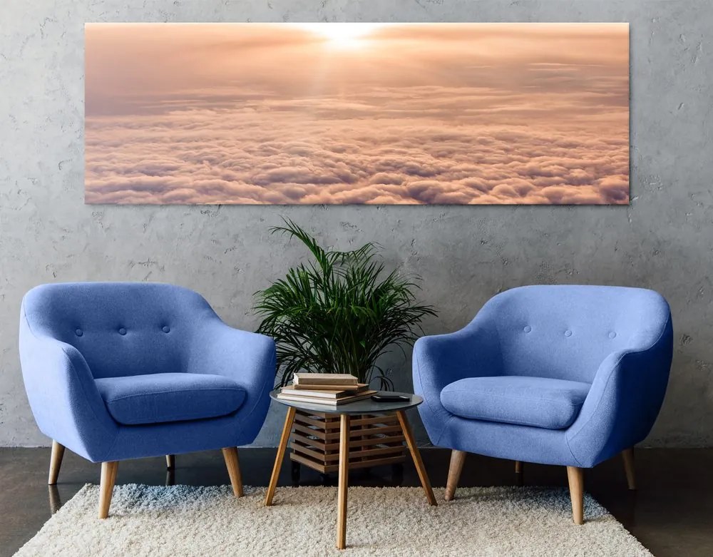 Quadro su tela – Tramonto dalla finestra dell'aereo