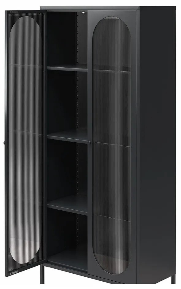 Vetrina in metallo nero 80x186x40 cm Luna - Støraa