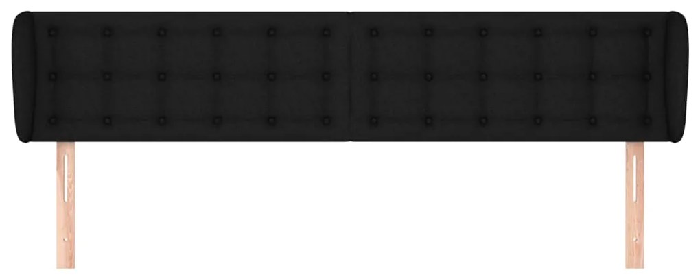 Testiera ad orecchio nera 163x23x78/88 cm in tessuto