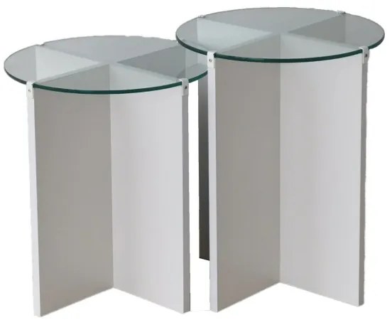 SET 2x Tavolino LILY diametro 40 cm bianco/limpido