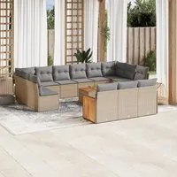 Set Divano da Giardino 16 pz con Cuscini Beige in Polyrattan 3228145