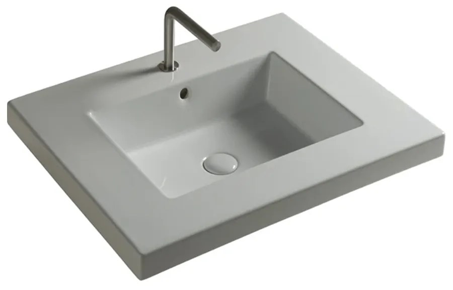 Lavabo Da Incasso/Sospeso 70x54 Cm Ceramica Tecla "Mars" Bianco Lucido