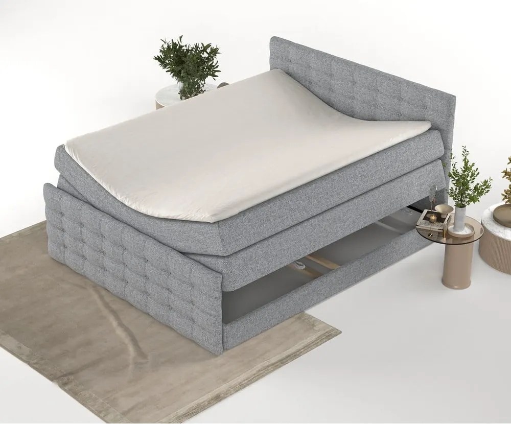 Letto boxspring grigio con spazio contenitivo 200x200 cm Blend - Maison de Rêve