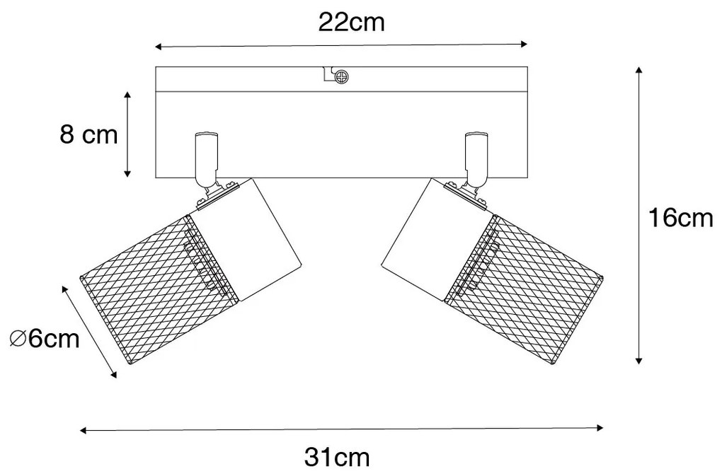 Faretto industriale nero 2 luci orientabile - Jim