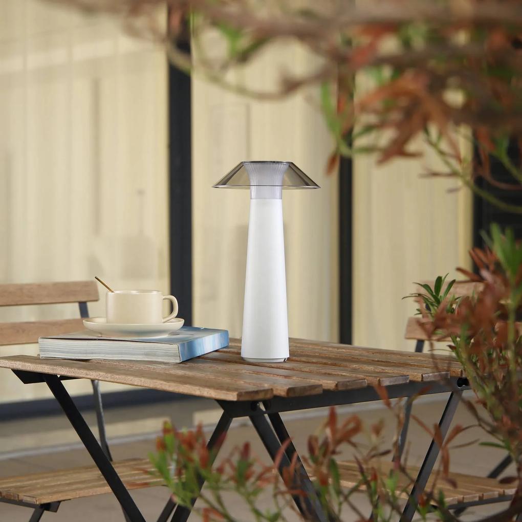 Lindby LED lampada da tavolo ricaricabile per esterni Gomba, bianca,