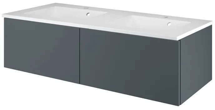 Mobile sottolavabo e lavabo Neo Line grigio scuro L 120 x H 32 x P 48 cm 2 vasche 2 cassetti