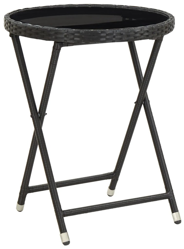 Set bistro da giardino 3 pezzi con cuscini rattan nero