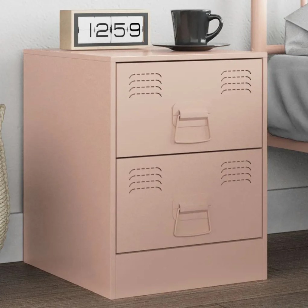 Comodino Rosa 34,5x39x44 Cm İn Acciaio /