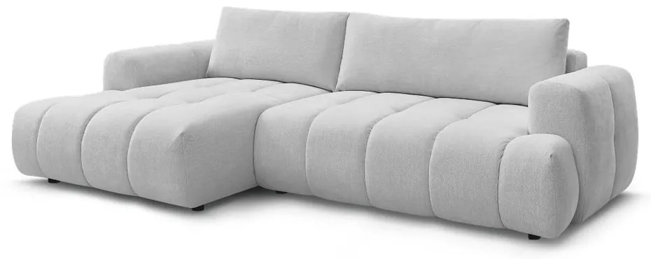 Divano angolare grigio chiaro allungabile e con contenitore (penisola a sinistra/chaise lounge) Fuji – Bobochic Paris