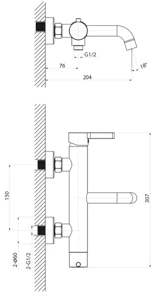 Sapho - Rubinetto vasca da bagno ICONIC cromo lucido