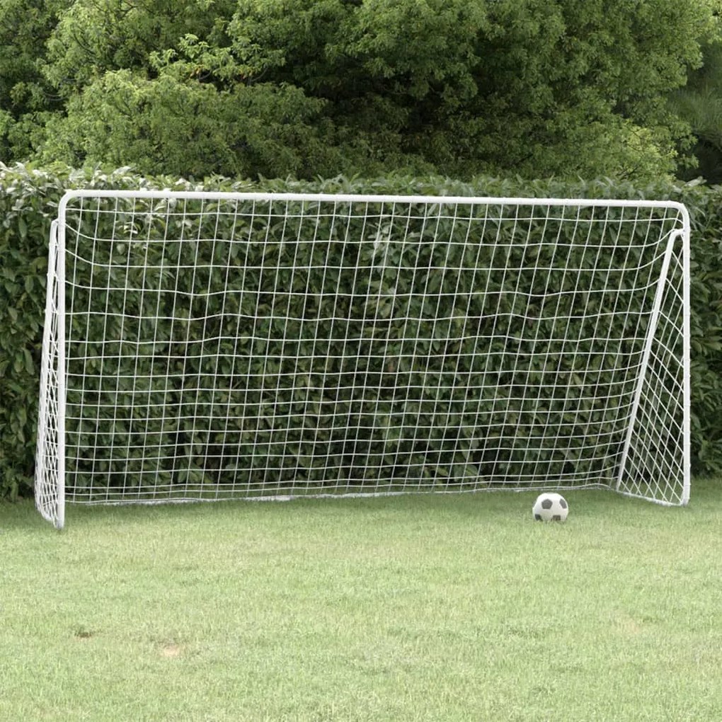 Porta Da Calcio Con Rete Bianca 366x122x182 Cm İn Acciaio /