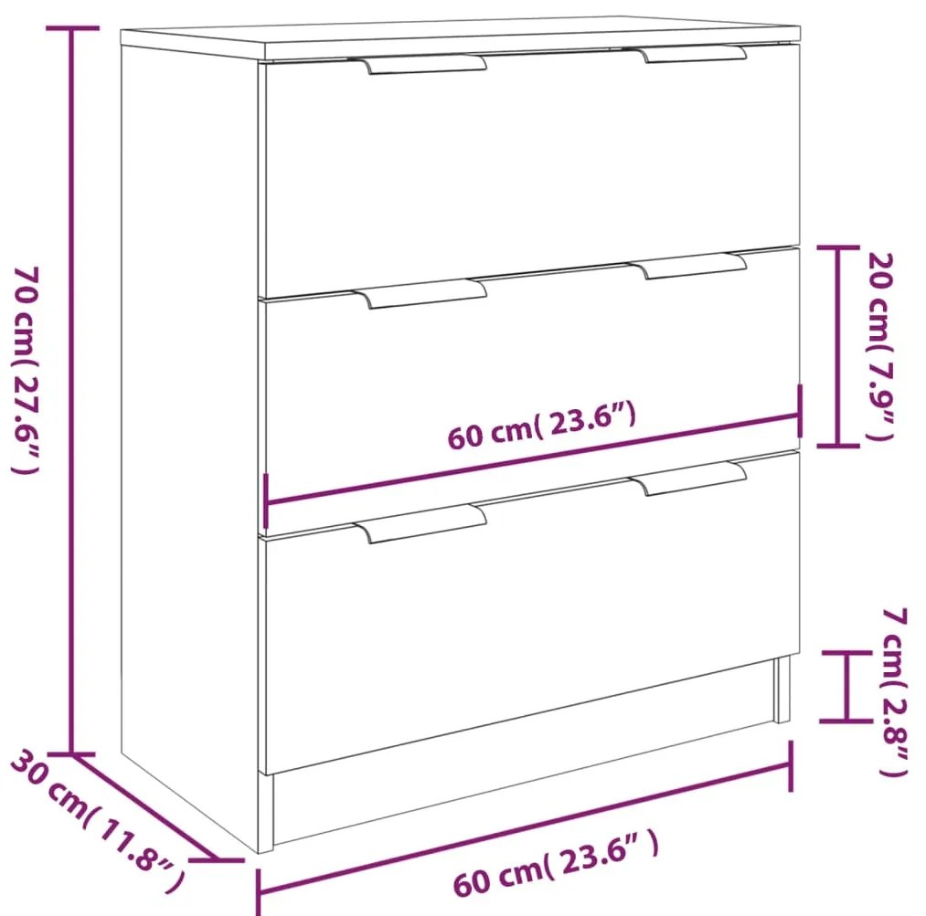 Credenze 3 pz Rovere Sonoma in Legno Multistrato