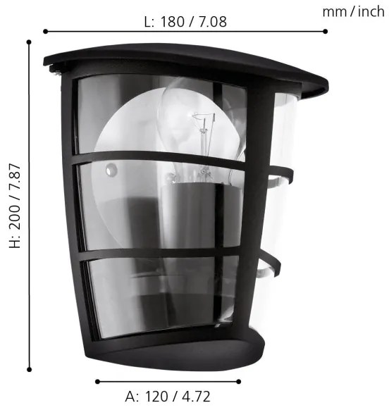 Eglo 93407 - Applique da esterno ALORIA 1xE27/60W/230V