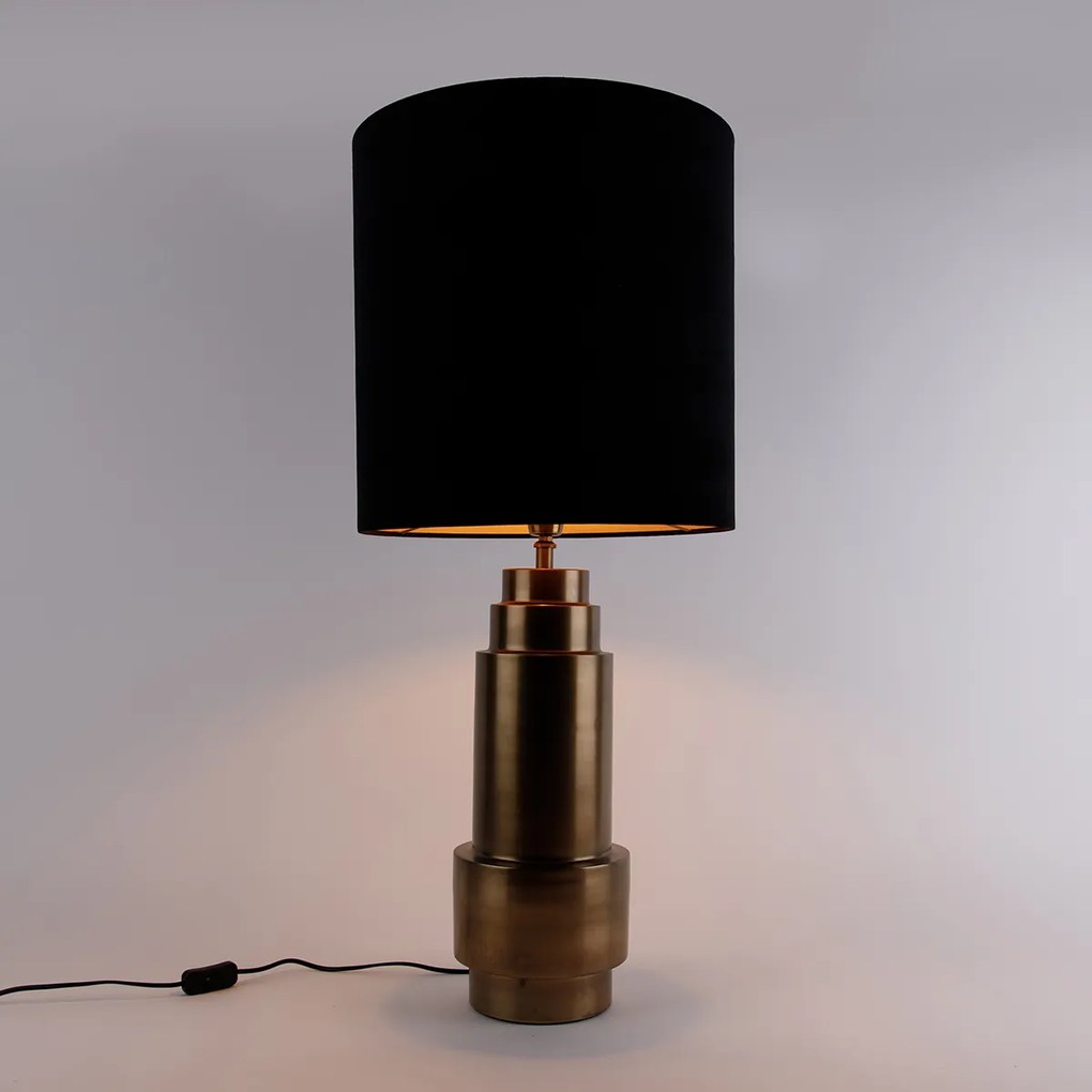 Lampada da tavolo velluto bronzo nero con oro 40 cm - Bruut