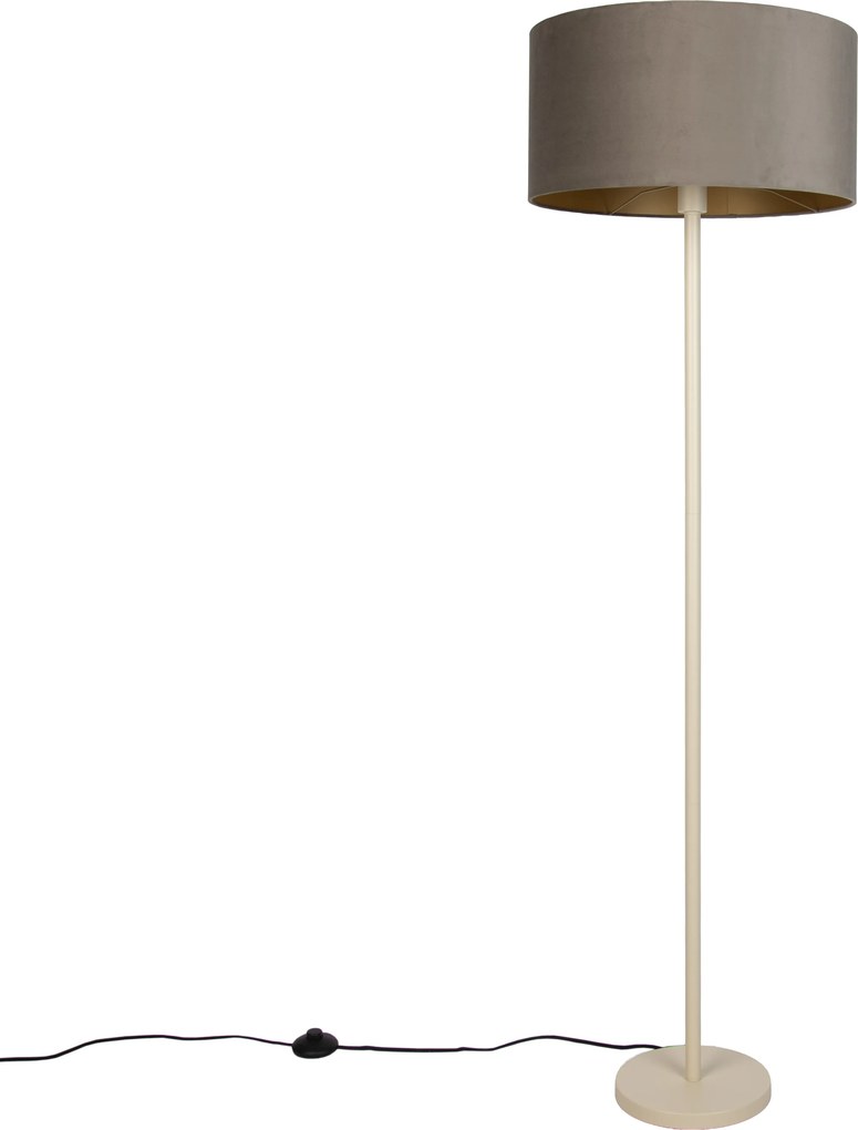 Lampada da terra Japandi beige con paralume color tortora e interno dorato 50 cm - Simplo