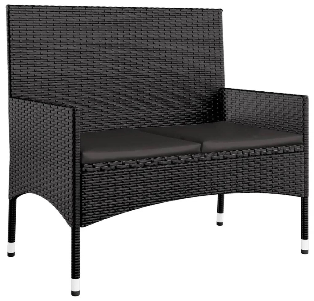 Set Divani da Giardino 4 pz con Cuscini Nero in Polyrattan