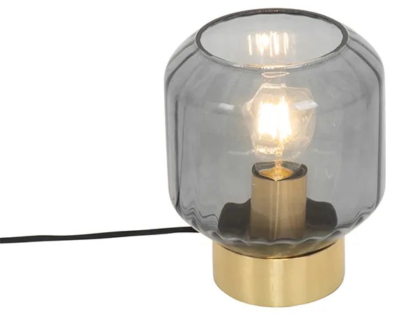 Lampada da tavolo moderna in ottone con vetro fumé - Stiklo