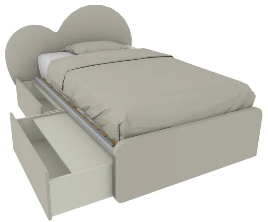 CUPIDO120C - Letto cameretta a cuore 120x190 con cassettoni e testata personalizzabile.Rete inclusa