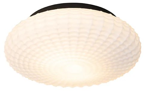 Plafoniera classica nera con vetro opale 35 cm IP44 - Nohmi