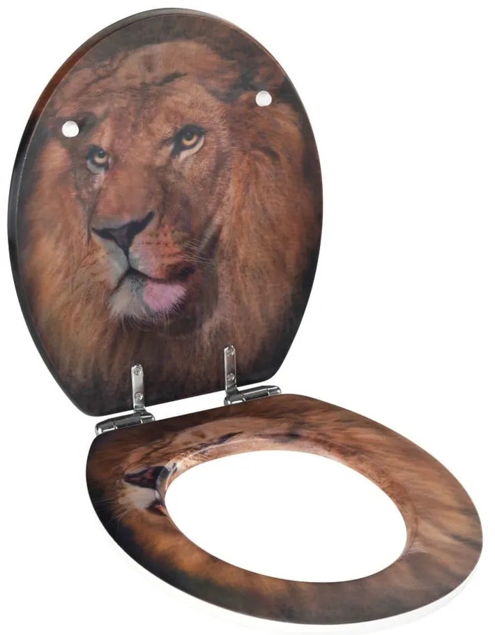 Sedile per wc con immagine 3D e chiusura facilitata , 44,5 x 38 cm Lion - Wenko