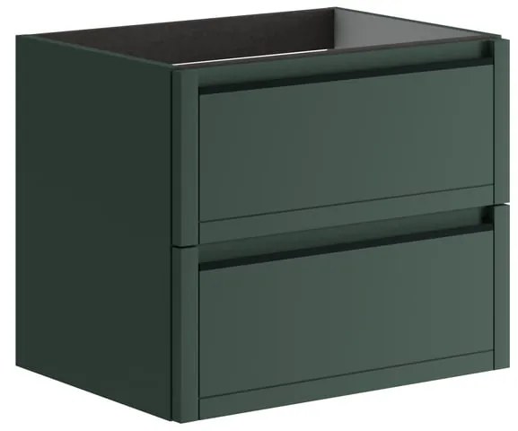 Mobile da bagno sospeso sotto lavabo L 59.5 x H 50 x P 45.5 cm verde opaco, 2 cassetti TRATTO