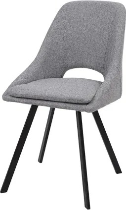 Sedia LINDA rivestita in tessuto grigio chiaro cuscino sfoderabile