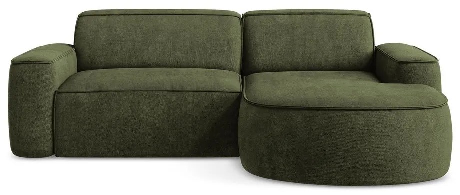 Divano angolare verde (con penisola a destra/con chaise lounge) con rivestimento in ciniglia Omao – Makamii