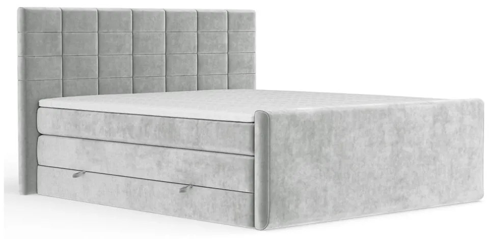 Letto boxspring grigio chiaro con contenitore 180x200 cm Ava – Maison de Rêve