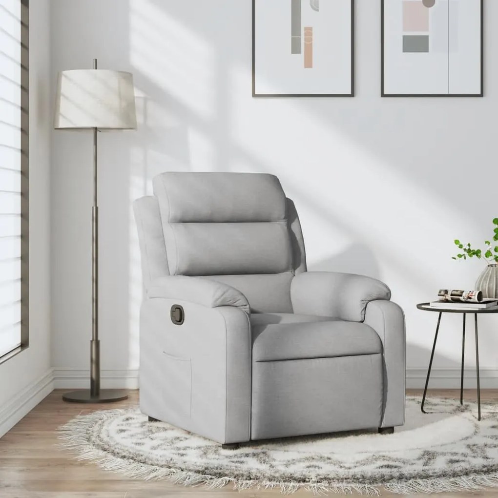 Poltrona Reclinabile İn Tessuto Grigio Chiaro /